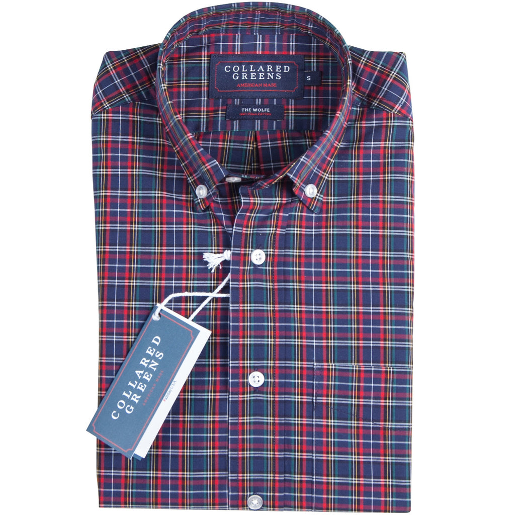 The Wolfe Button Down - Navy/Red | Made in America | The American Gentleman