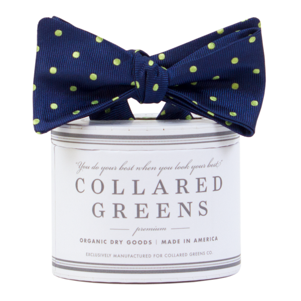Collared Greens - Dots Bow Tie - Navy / Green - Bow Tie - The American Gentleman